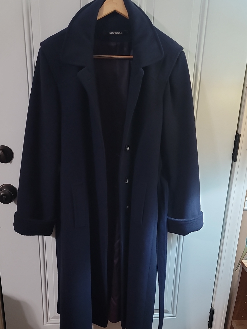 Women's Navy Pea Coat with Classic Lapel